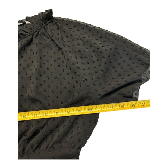 ZARA dotted mesh black v-neck sheet short sleeve mini elegant dress size M - Picture 6 of 9